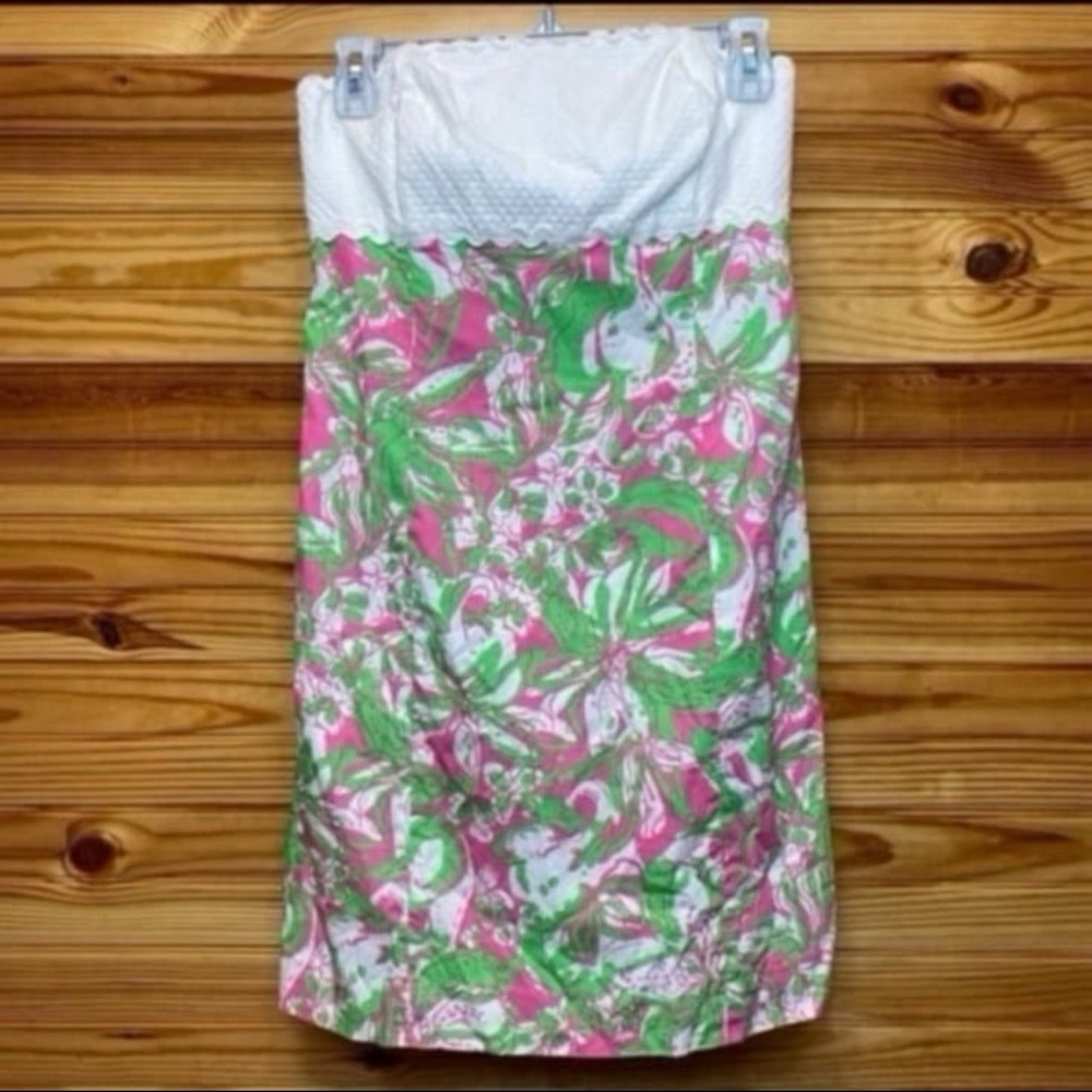LILLY PULITZER  Franco Dress Strapless Forgot My Trunks Hotty Pink size 6